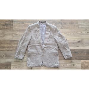 Neutral Silk Woven Tweed  2 Button Sport Jacket Coat Mens 40R Old Money Timeless